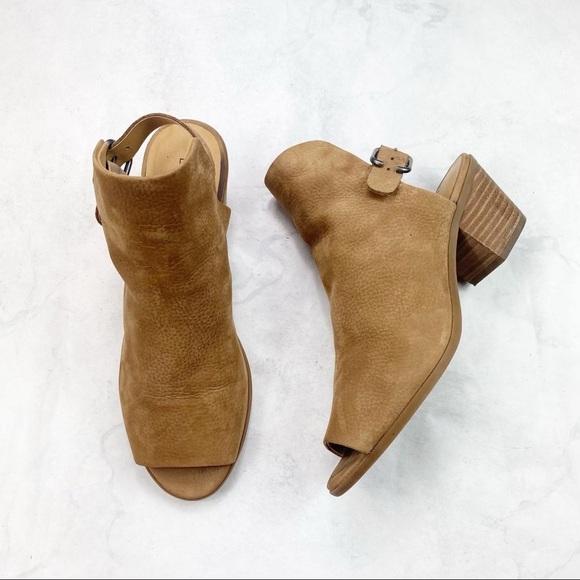 [Lucky Brand] Leather Peep Toe Ankle Boots - Picture 1 of 4